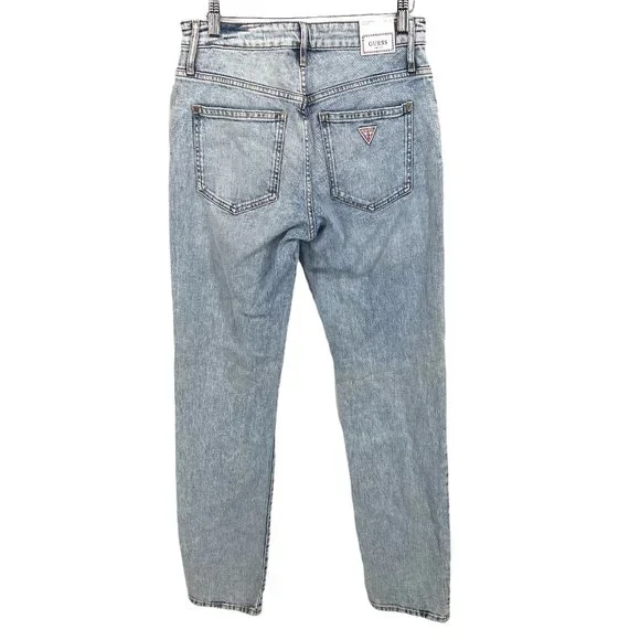 Guess 1981 Slim Straight Leg Jeans Women's 27 Acid Wash Light High Rise Mom NWT - Picture 2 of 8